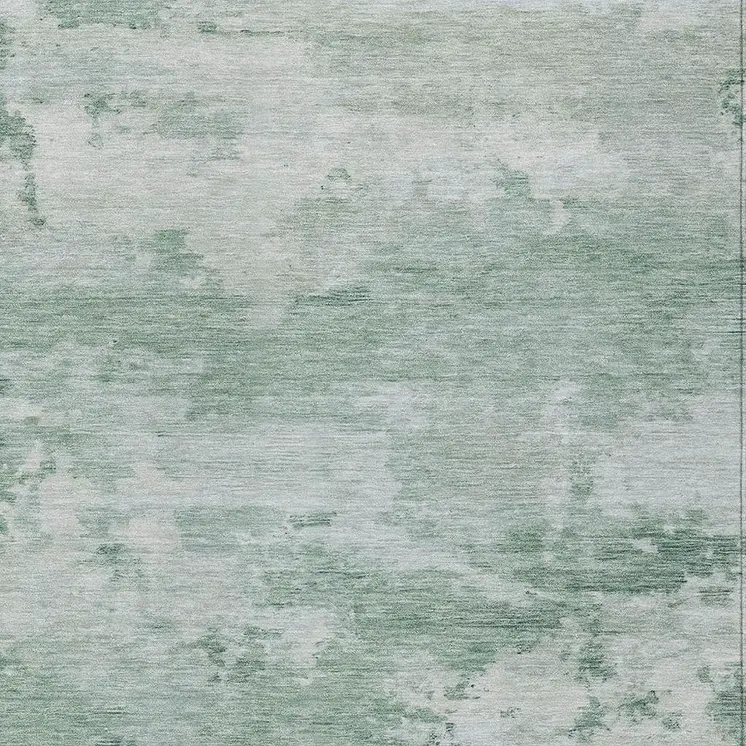 8' X 10' Mint Green And Pale Aqua Abstract Washable Indoor Outdoor Area Rug