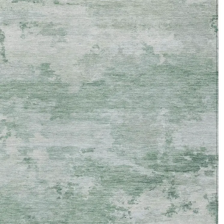 9' X 12' Mint Green And Pale Aqua Abstract Washable Indoor Outdoor Area Rug