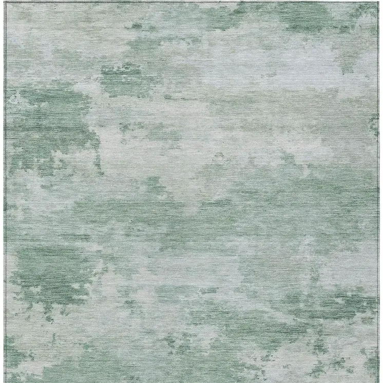 9' X 12' Mint Green And Pale Aqua Abstract Washable Indoor Outdoor Area Rug
