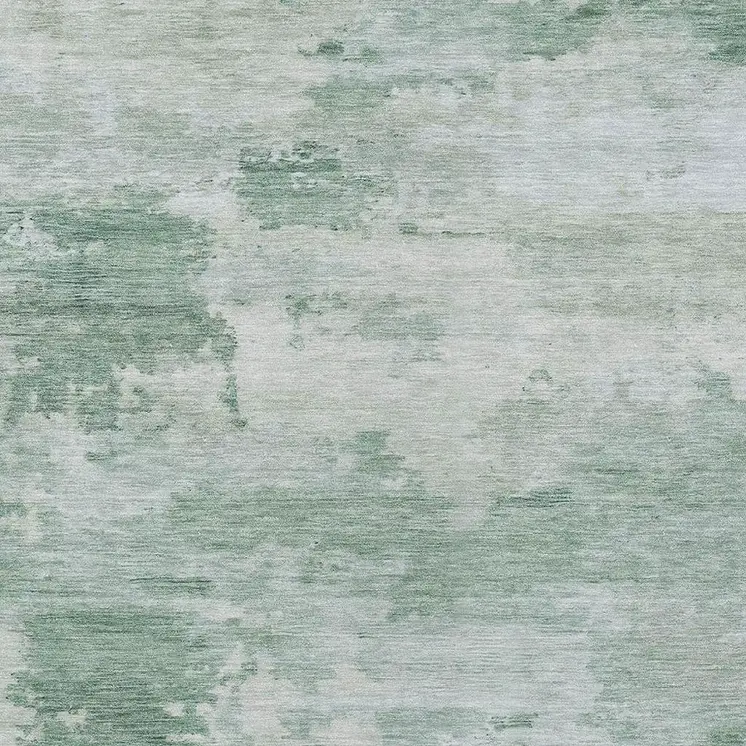 10' X 14' Mint Green And Pale Aqua Abstract Washable Indoor Outdoor Area Rug