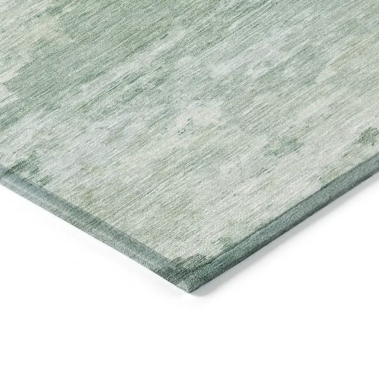10' X 14' Mint Green And Pale Aqua Abstract Washable Indoor Outdoor Area Rug