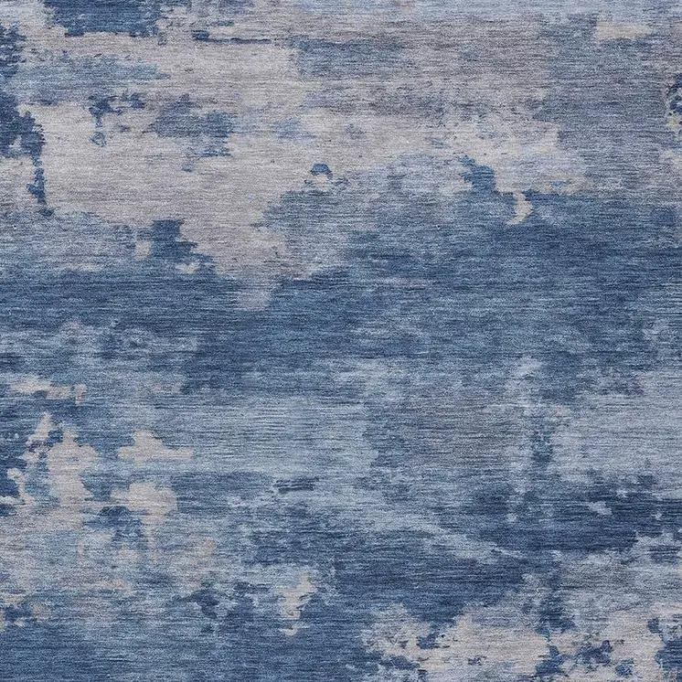 8' X 10' Navy Blue And Ivory Abstract Washable Indoor Outdoor Area Rug