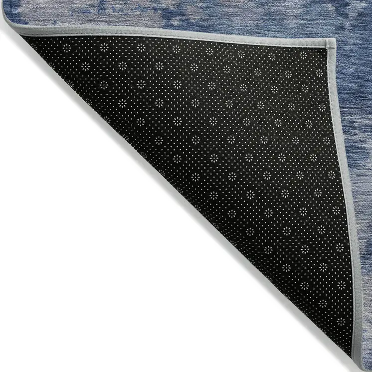 10' X 14' Navy Blue And Ivory Abstract Washable Indoor Outdoor Area Rug