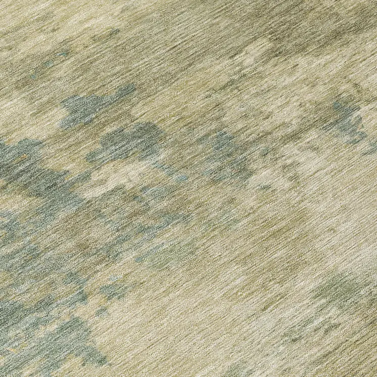 8' Pale Aqua And Khaki Round Abstract Washable Indoor Outdoor Area Rug