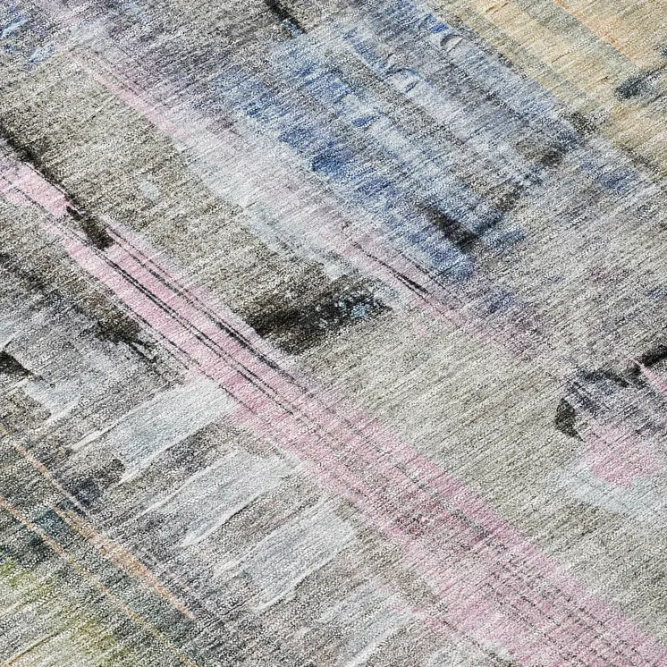 8' Blue Black And Copper Round Abstract Washable Indoor Outdoor Area Rug