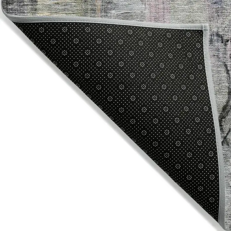 9' X 12' Blue Black And Copper Abstract Washable Indoor Outdoor Area Rug