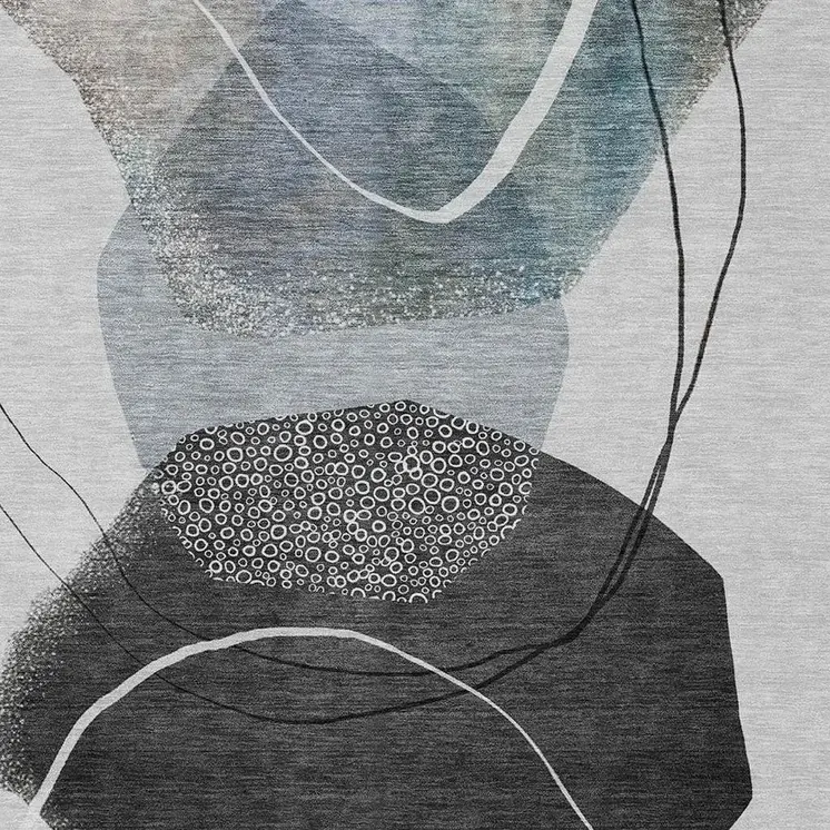 3' X 5' Ivory And Gray Abstract Washable Indoor Outdoor Area Rug