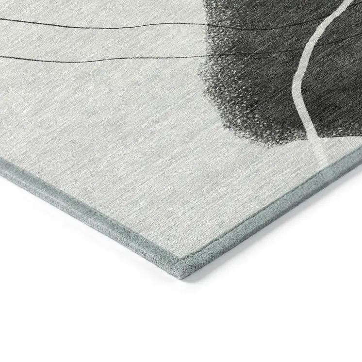 5' X 8' Ivory And Gray Abstract Washable Indoor Outdoor Area Rug