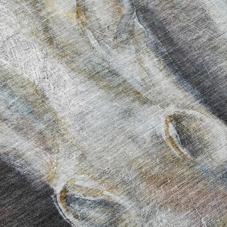 8' X 10' Ivory And Charcoal Animal Print Washable Indoor Outdoor Area Rug