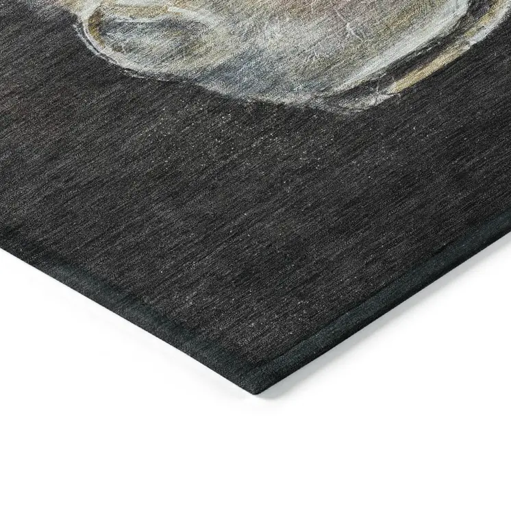 10' X 14' Ivory And Charcoal Animal Print Washable Indoor Outdoor Area Rug