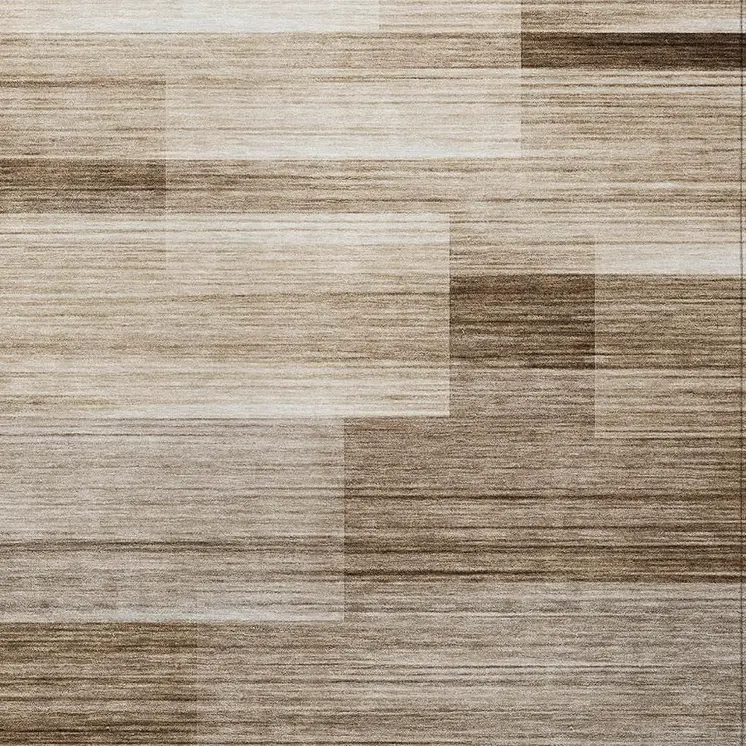 3' X 5' Brown And Ivory Striped Washable Indoor Outdoor Area Rug