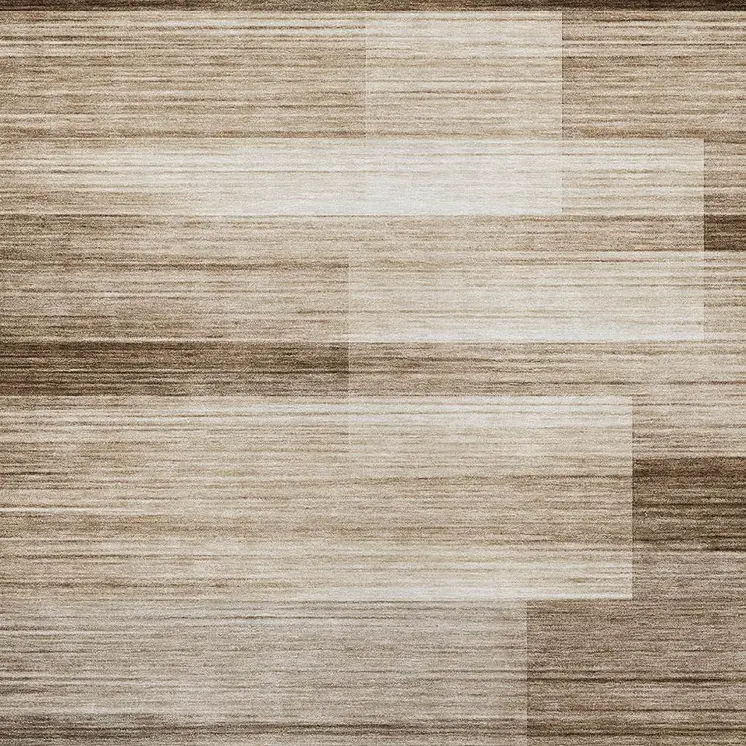 9' X 12' Brown And Ivory Striped Washable Indoor Outdoor Area Rug
