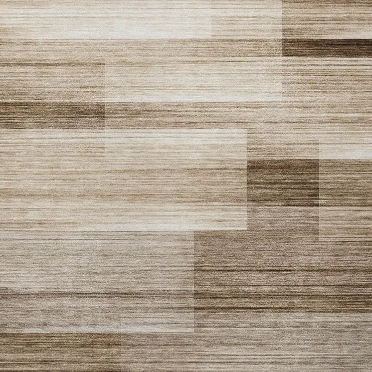 9' X 12' Brown And Ivory Striped Washable Indoor Outdoor Area Rug