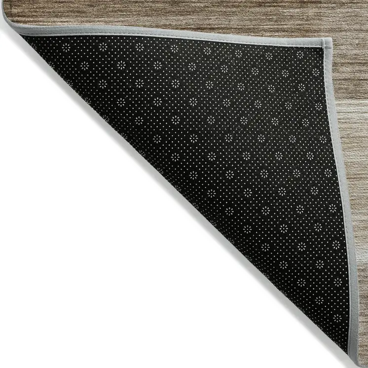 9' X 12' Brown And Ivory Striped Washable Indoor Outdoor Area Rug