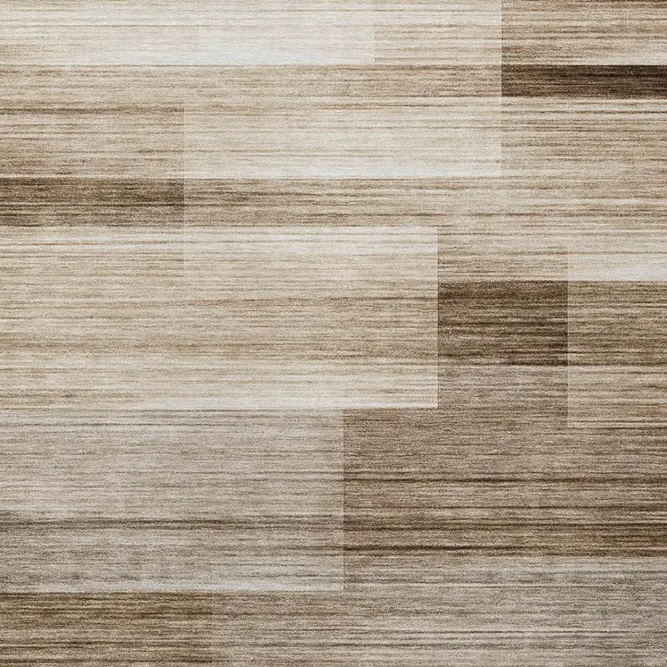 10' X 14' Brown And Ivory Striped Washable Indoor Outdoor Area Rug