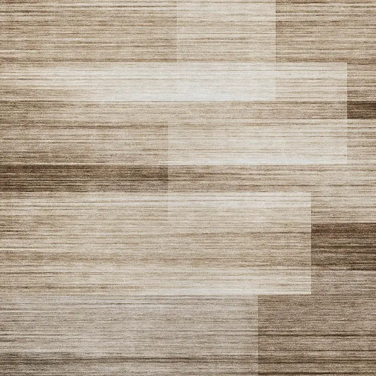 10' X 14' Brown And Ivory Striped Washable Indoor Outdoor Area Rug