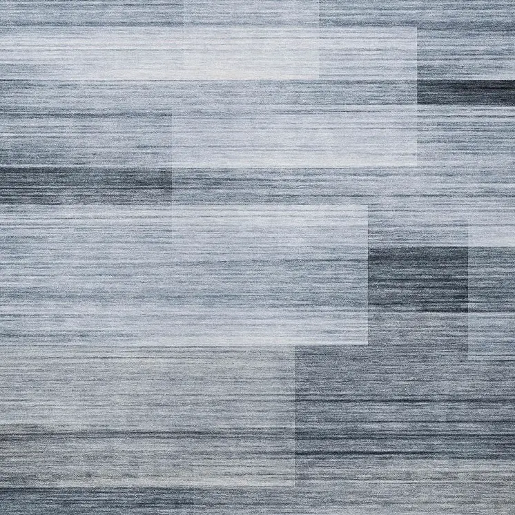 3' X 5' Denim Blue And Ivory Striped Washable Indoor Outdoor Area Rug
