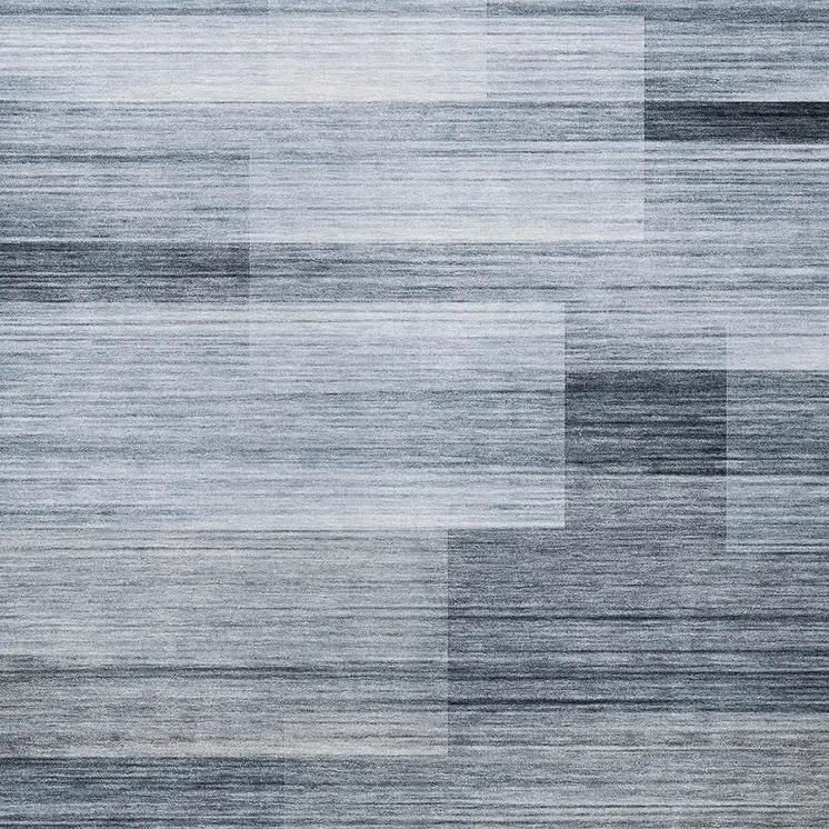 5' X 8' Denim Blue And Ivory Striped Washable Indoor Outdoor Area Rug