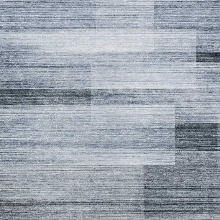 5' X 8' Denim Blue And Ivory Striped Washable Indoor Outdoor Area Rug