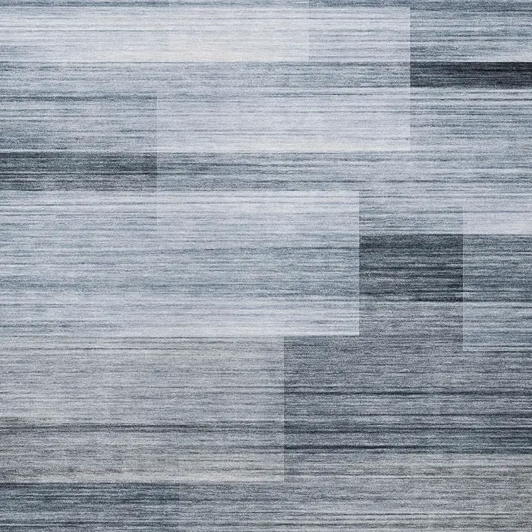 9' X 12' Denim Blue And Ivory Striped Washable Indoor Outdoor Area Rug