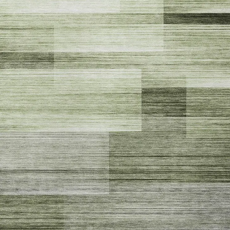 5' X 8' Green And Ivory Striped Washable Indoor Outdoor Area Rug