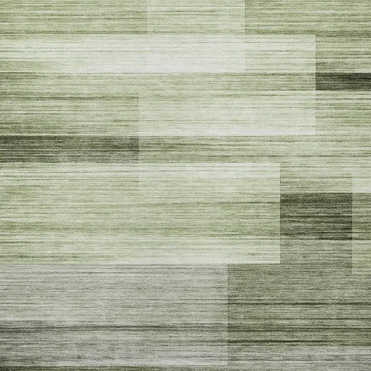 8' X 10' Green And Ivory Striped Washable Indoor Outdoor Area Rug