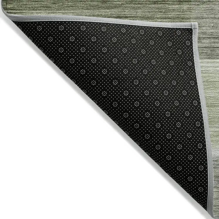 10' X 14' Green And Ivory Striped Washable Indoor Outdoor Area Rug