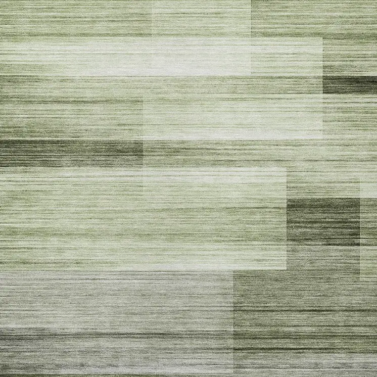 10' X 14' Green And Ivory Striped Washable Indoor Outdoor Area Rug
