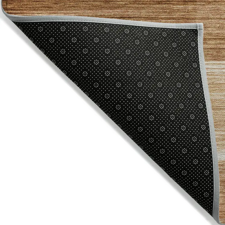 10' X 14' Rust And Ivory Striped Washable Indoor Outdoor Area Rug