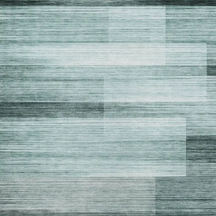 3' X 5' Teal Blue And Ivory Striped Washable Indoor Outdoor Area Rug