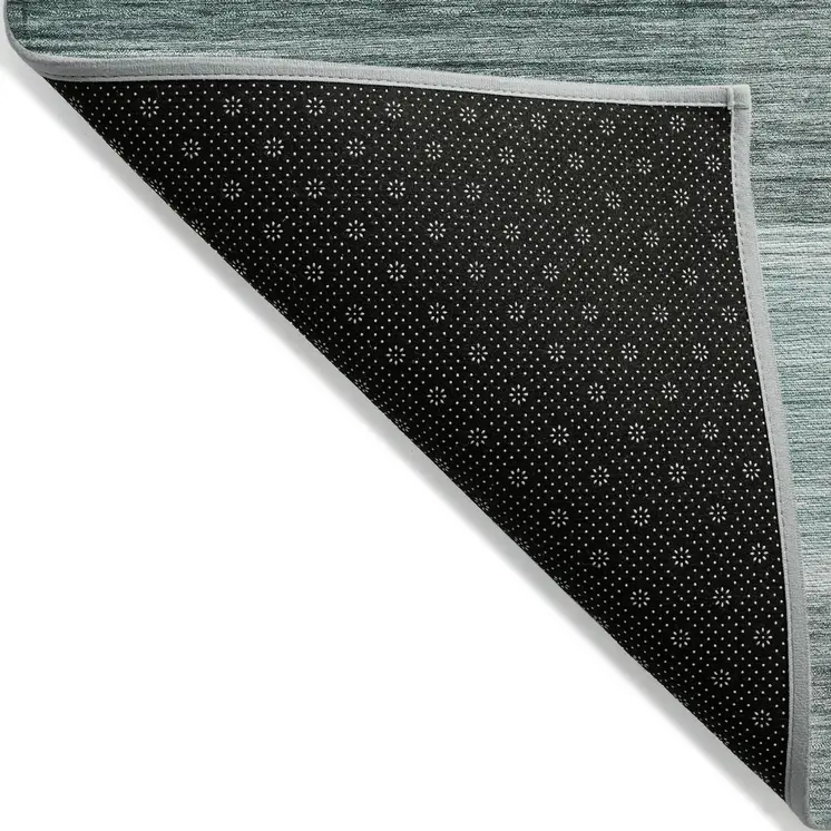 3' X 5' Teal Blue And Ivory Striped Washable Indoor Outdoor Area Rug