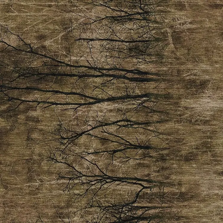 3' X 5' Brown And Charcoal Floral Washable Indoor Outdoor Area Rug