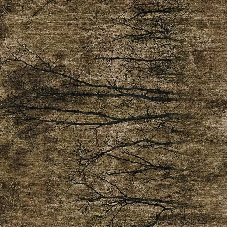 5' X 8' Brown And Charcoal Floral Washable Indoor Outdoor Area Rug