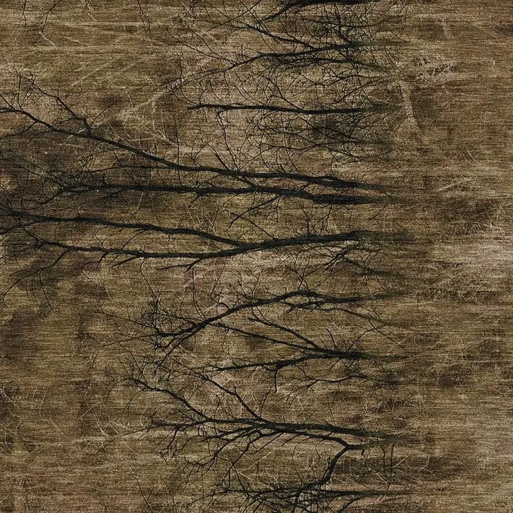 8' X 10' Brown And Charcoal Floral Washable Indoor Outdoor Area Rug