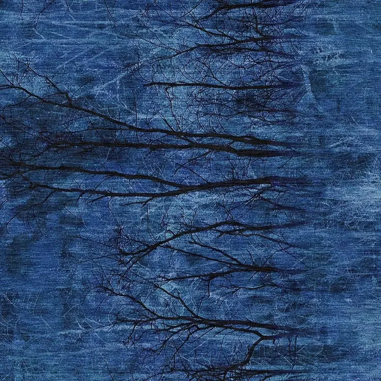 8' X 10' Blue And Charcoal Floral Washable Indoor Outdoor Area Rug