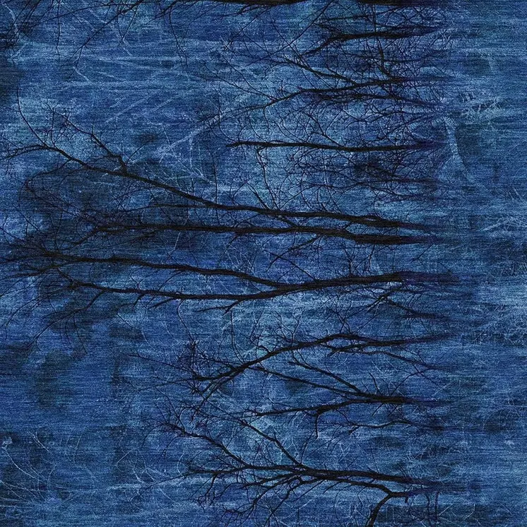 10' X 14' Blue And Charcoal Floral Washable Indoor Outdoor Area Rug