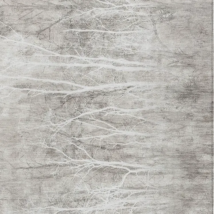 3' X 5' Silver And Gray Floral Washable Indoor Outdoor Area Rug