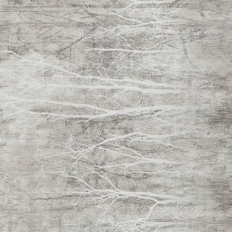 3' X 5' Silver And Gray Floral Washable Indoor Outdoor Area Rug