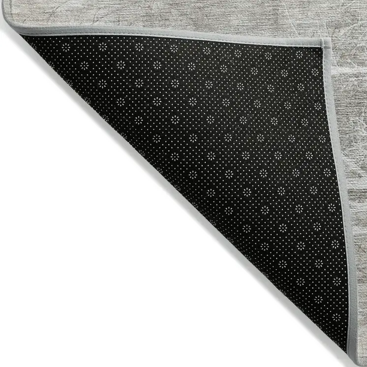 3' X 5' Silver And Gray Floral Washable Indoor Outdoor Area Rug