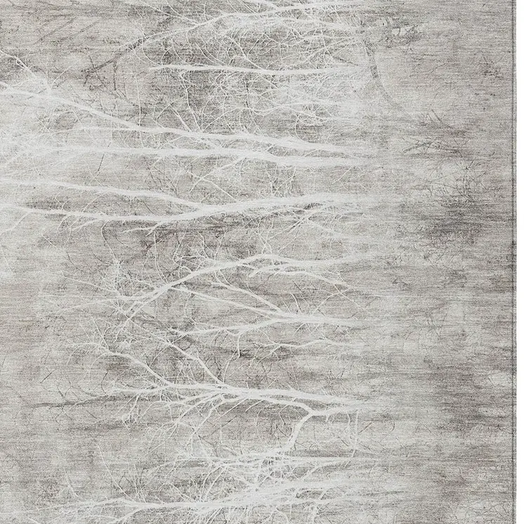 5' X 8' Silver And Gray Floral Washable Indoor Outdoor Area Rug