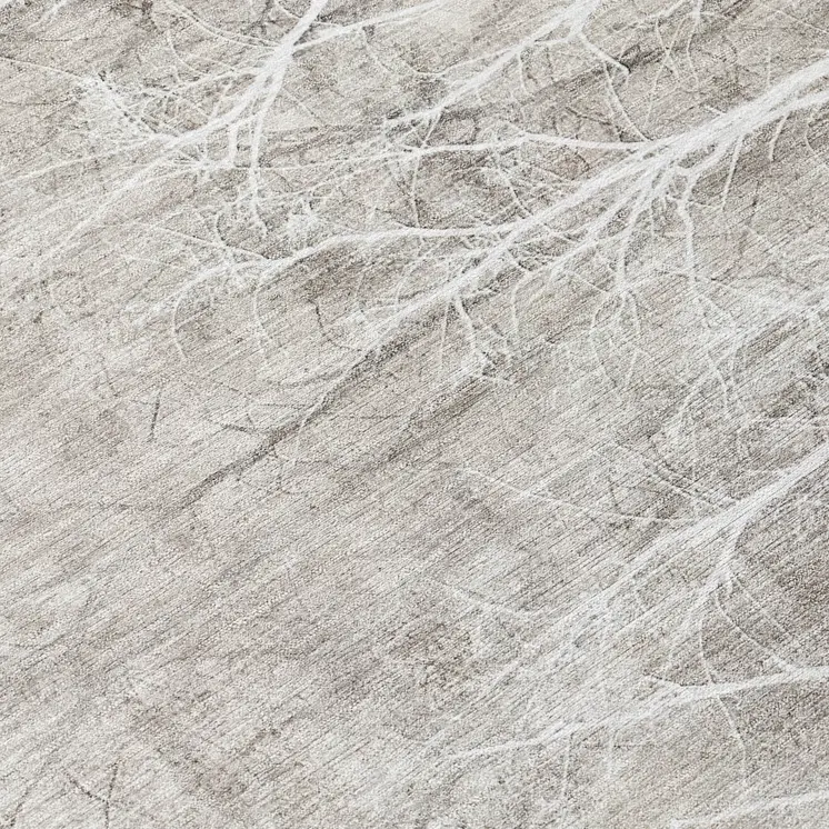 8' Silver And Gray Round Floral Washable Indoor Outdoor Area Rug