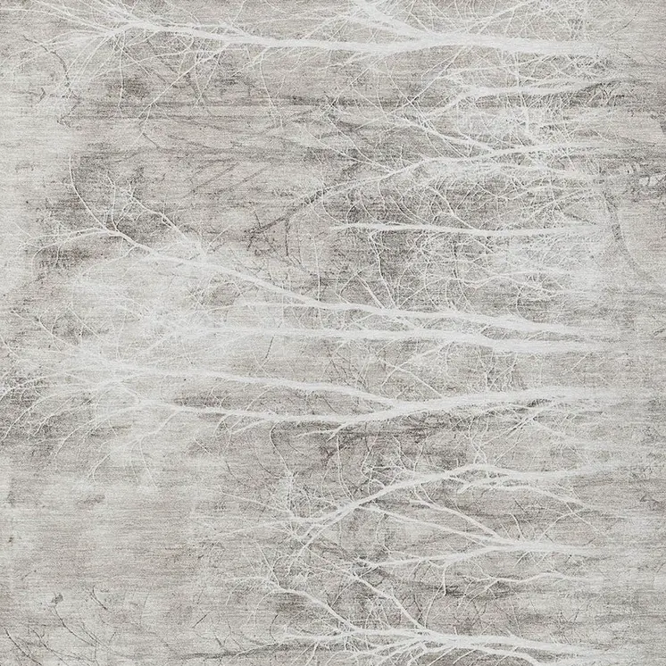 9' X 12' Silver And Gray Floral Washable Indoor Outdoor Area Rug