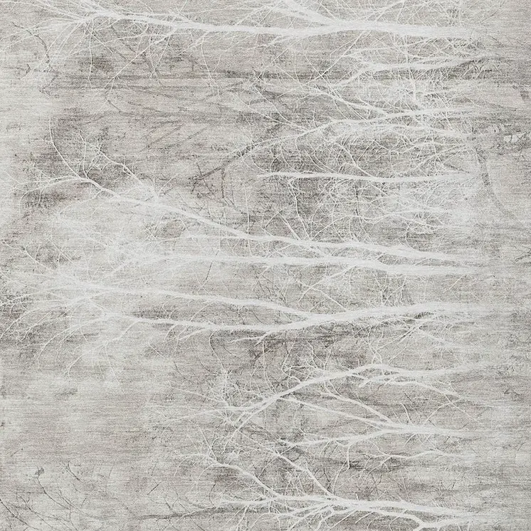 9' X 12' Silver And Gray Floral Washable Indoor Outdoor Area Rug
