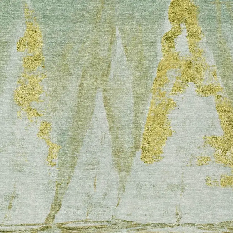 8' X 10' Green And Gold Nautical Washable Indoor Outdoor Area Rug