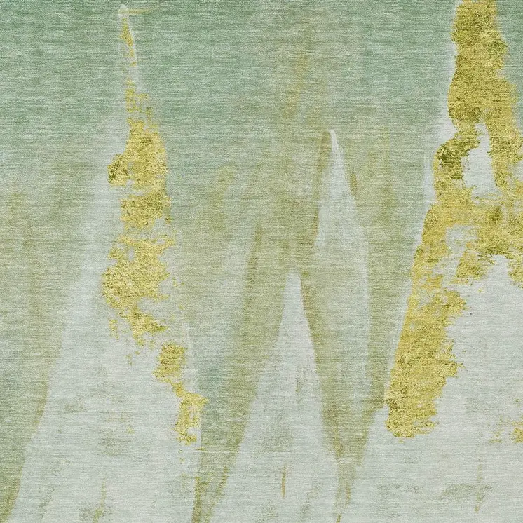 10' X 14' Green And Gold Nautical Washable Indoor Outdoor Area Rug