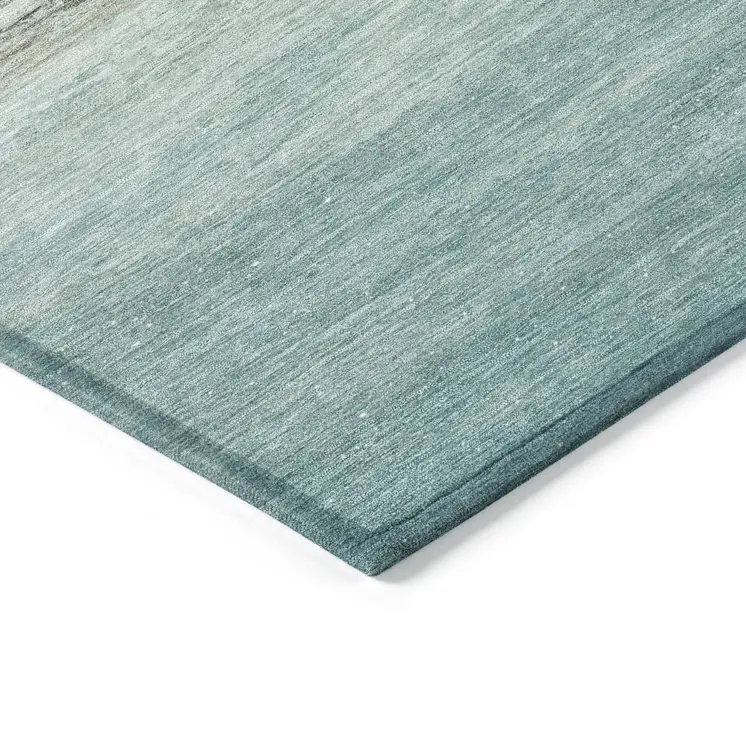5' X 8' Teal Blue And Gold Nautical Washable Indoor Outdoor Area Rug
