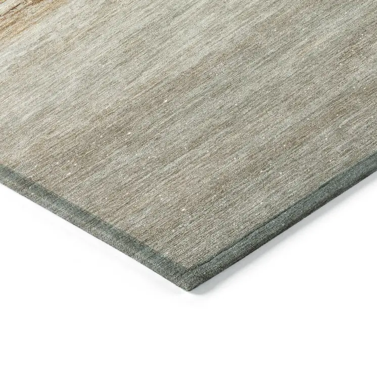 9' X 12' Taupe And Gold Nautical Washable Indoor Outdoor Area Rug