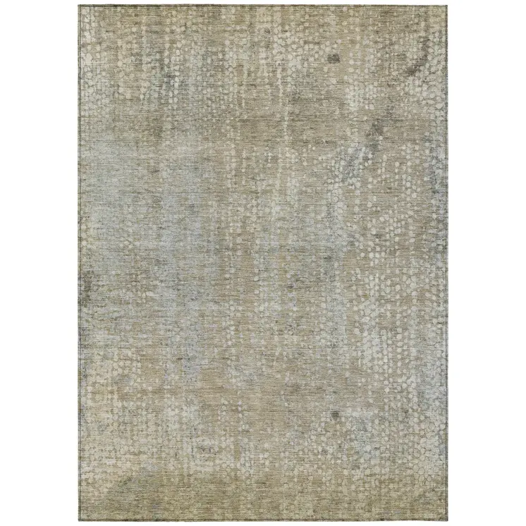 5' X 8' Beige And Ivory Abstract Washable Indoor Outdoor Area Rug