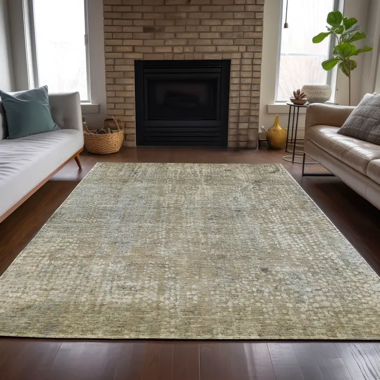 5' X 8' Beige And Ivory Abstract Washable Indoor Outdoor Area Rug