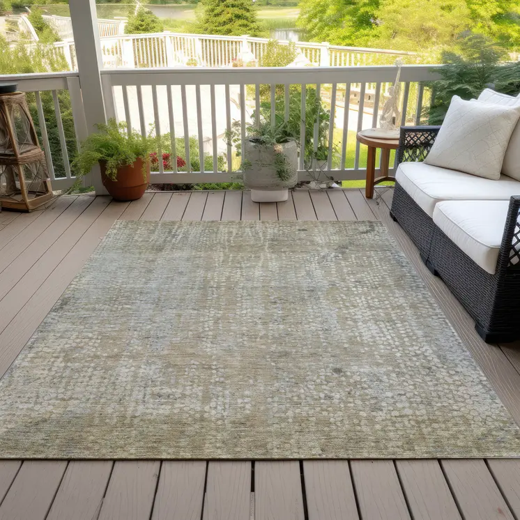 5' X 8' Beige And Ivory Abstract Washable Indoor Outdoor Area Rug